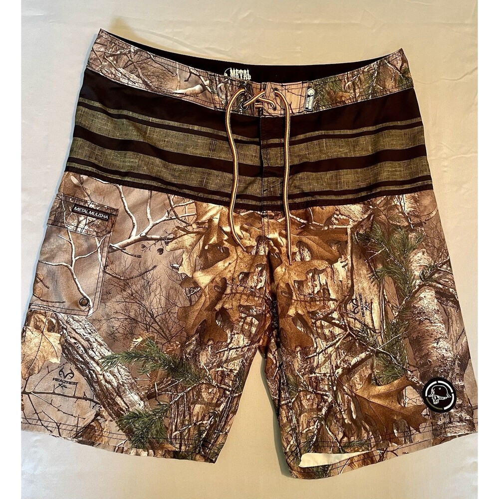 Metal Mulisha Board Shorts Mens Size 38 Camouflage Swim Wear Bathing Suit